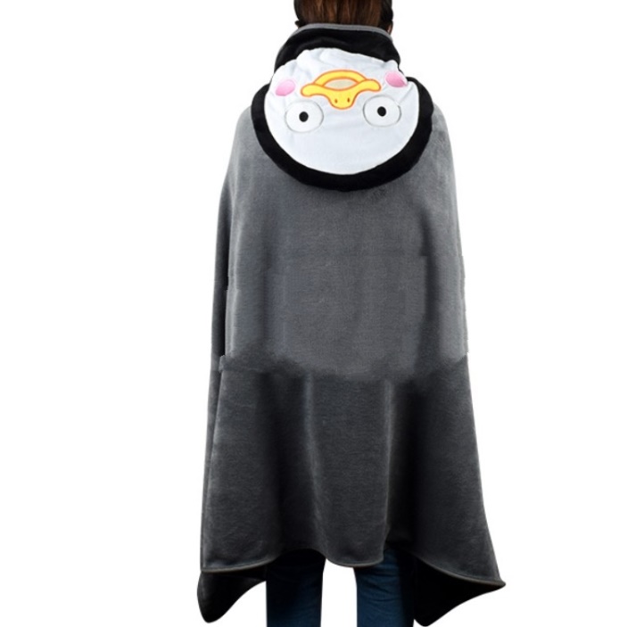 펭수 담요 밍크 극세사 후드 망토 담요 모자 입는 블랭킷 거실 미니 벨벳 1인용 숄