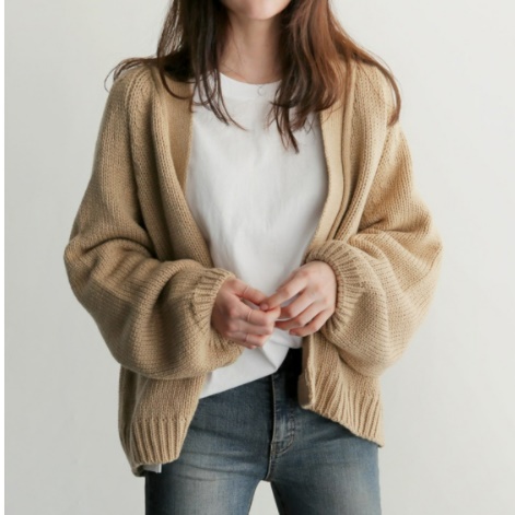 베이지색 가디건 노르딕 가디건 도톰 가디건 네이비 귀여운 학생 - 메인 이미지