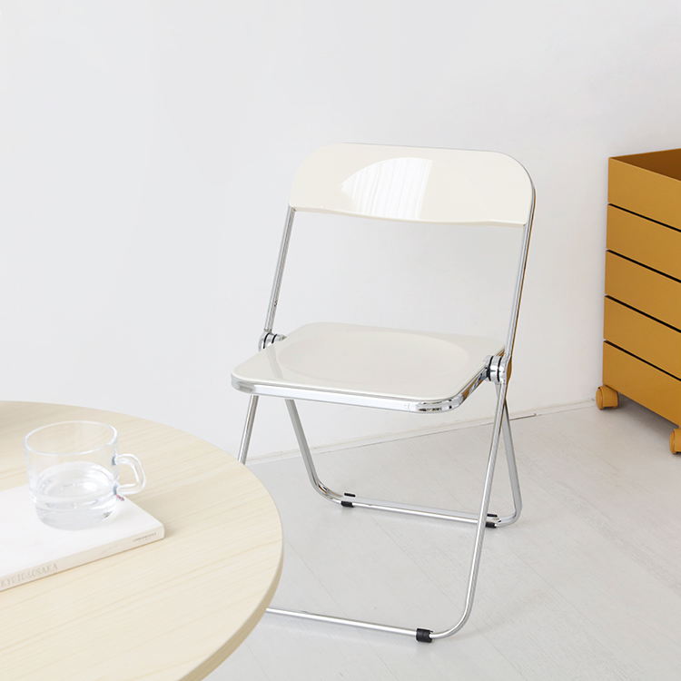 두게드 테이블 라운드 16080 화이트 + 빙그리 투명접이식의자 4인 세트