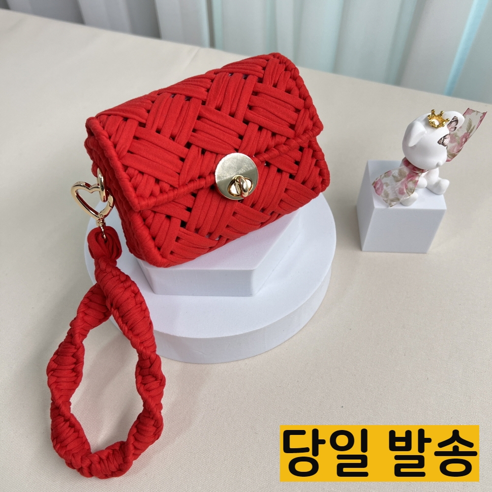 도두리 네트공예 뜨개질 손뜨개 DIY 가방 뜨기 키트 만들기 망스티치 샤인체인카드지갑 - 상세 이미지 3