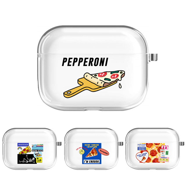 키치 피자 에어팟 4세대 투명 젤리 케이스