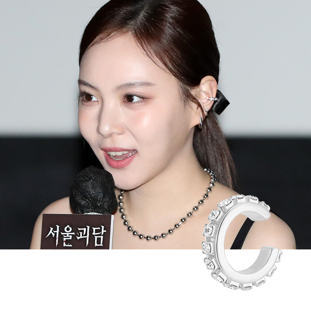 NCT 런쥔 폴브리알 큐빅라인 이어커프 연예인 귀안뚫는 귀걸이 남자 귀찌 PDBE0152 - 상세 이미지 2