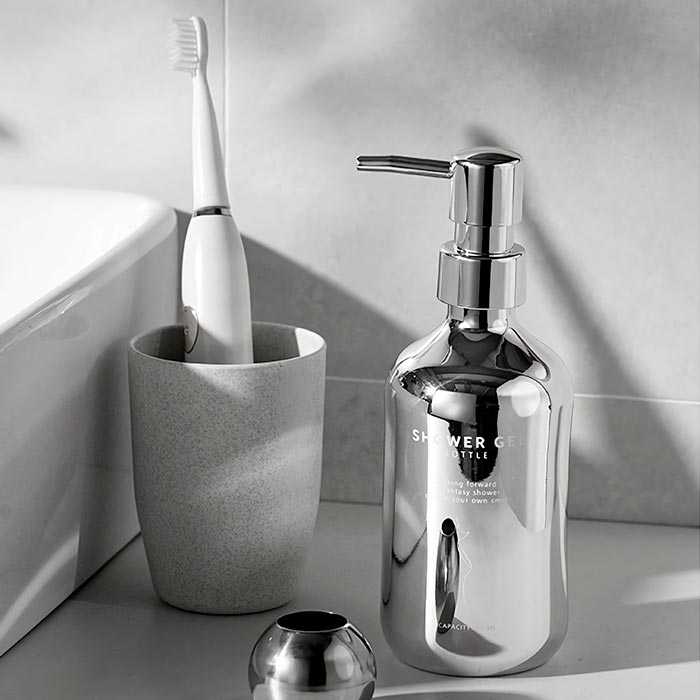 크롬 미러 샴푸 샤워 리필 용기 디스펜서 500ml, 샤워용 - 상세 이미지 5