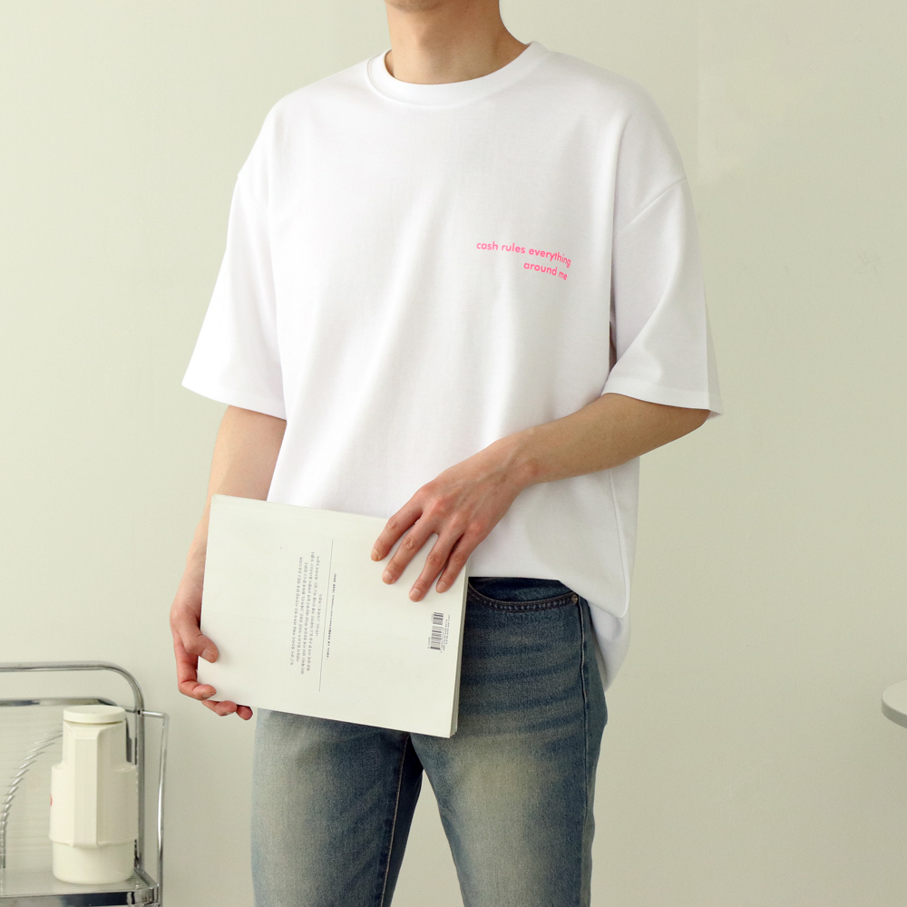 커플반팔티 오버핏 남자 여름 레터링반팔티 - 상세 이미지 4