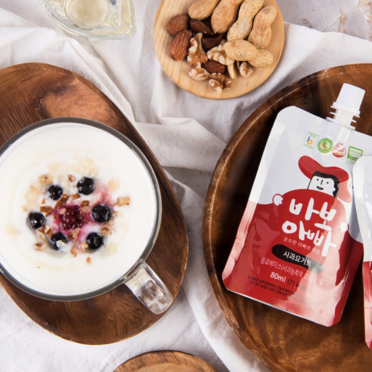 프리미엄 유기농 수제 그릭 요거트 사과 무가당 요거트 80ml 20개