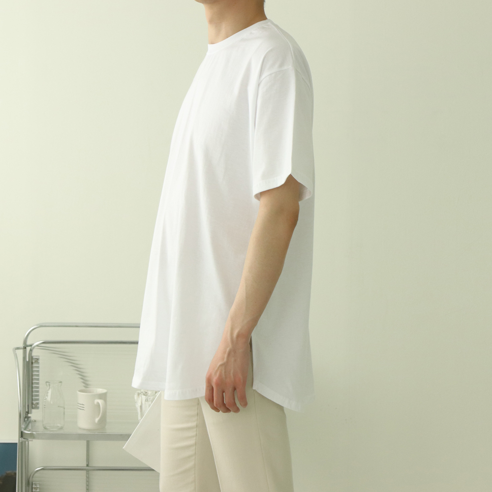 남자오버핏반팔티 라운드 이너 롱 레이어드반팔티 - 상세 이미지 3