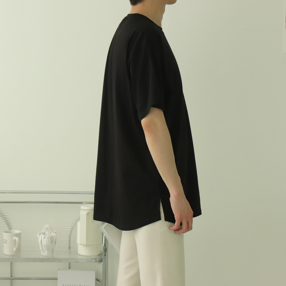 남자오버핏반팔티 라운드 이너 롱 레이어드반팔티 - 상세 이미지 4