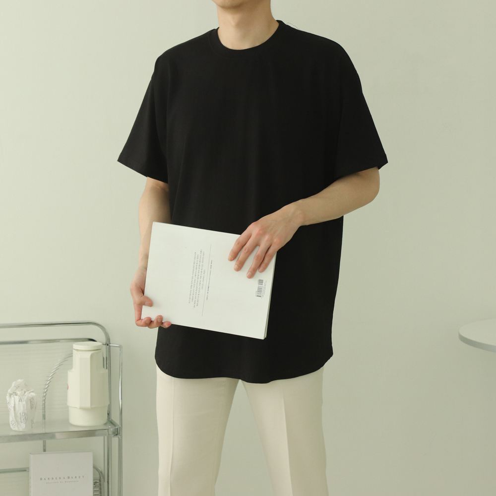 남자오버핏반팔티 라운드 이너 롱 레이어드반팔티 - 상세 이미지 2