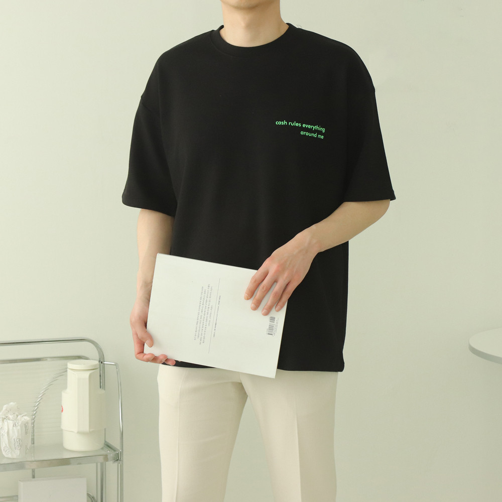 커플반팔티 오버핏 남자 여름 레터링반팔티 - 상세 이미지 2