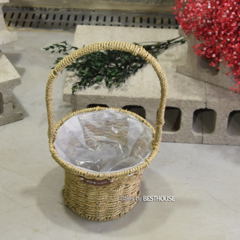 화초바구니 선물용 라탄 꽃바구니 재료 손잡이 라틴바구니