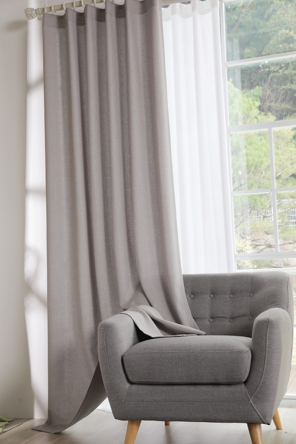 아르일랑 봄 여름 커튼 린넨 느낌 형상기억 1cm 민자 타입 항균 하늘하늘 바라봄 화이트