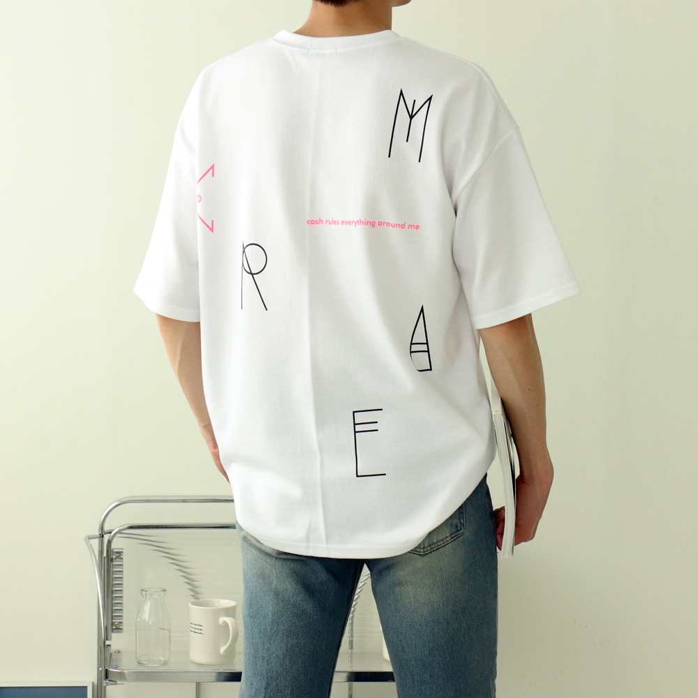 커플반팔티 오버핏 남자 여름 레터링반팔티 - 상세 이미지 3