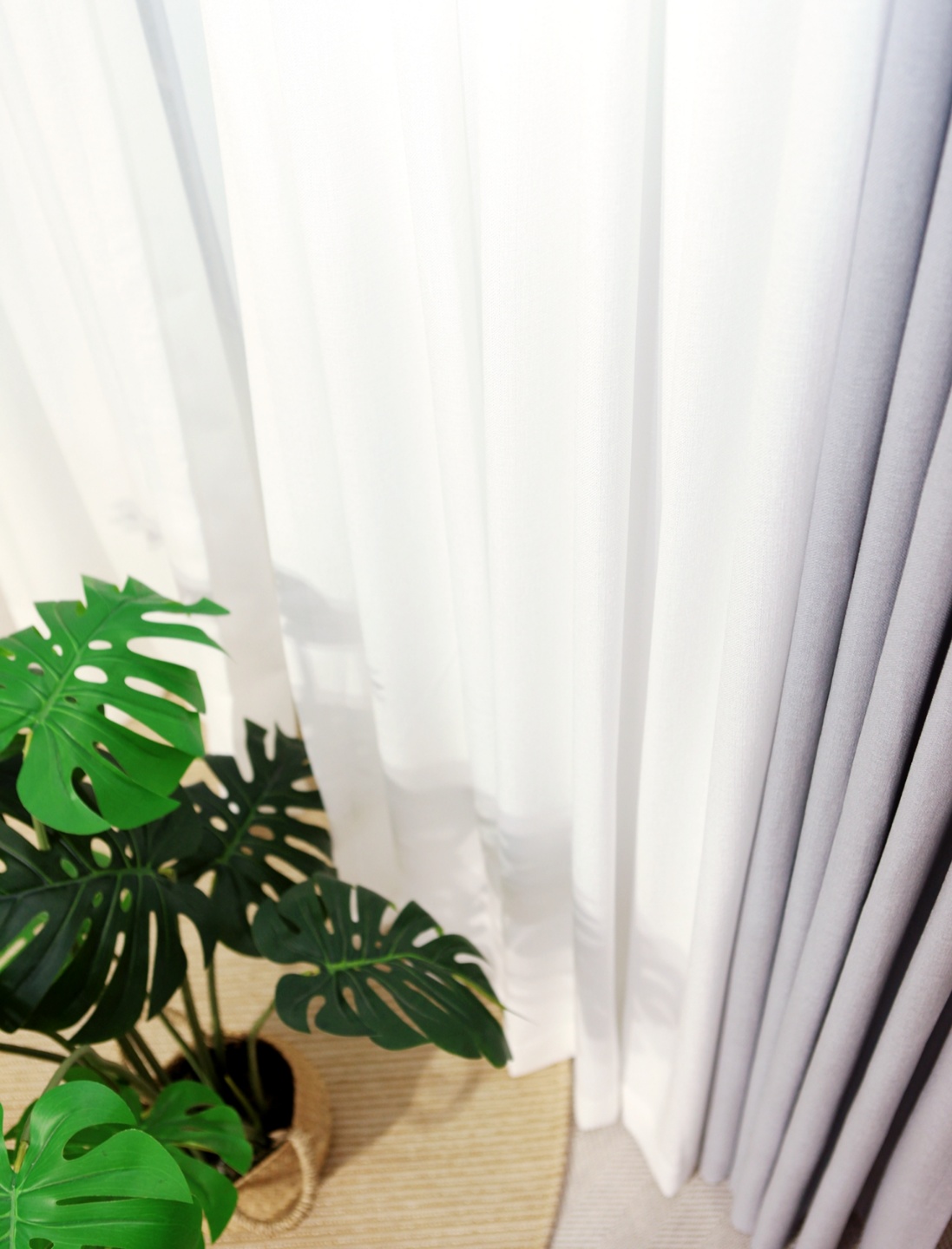 아르일랑 봄 여름 커튼 린넨 느낌 형상기억 1cm 민자 타입 항균 하늘하늘 바라봄 화이트