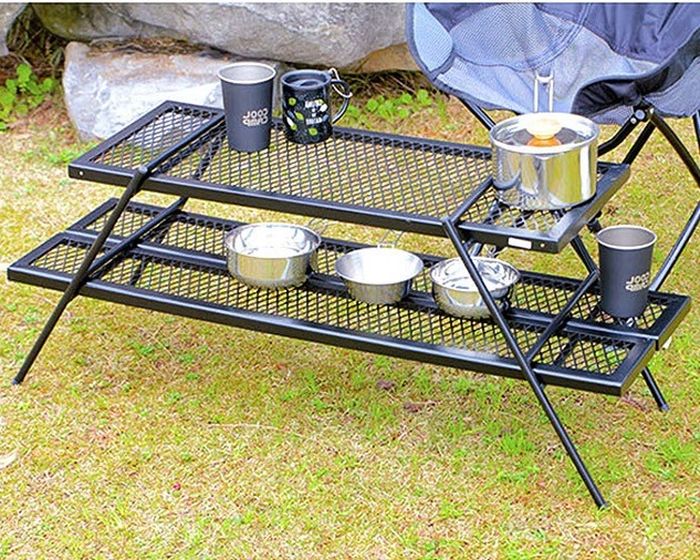 캠핑용 테이블 캠핑 보조 테이블 철제 조리대 메쉬 테이블 정리대