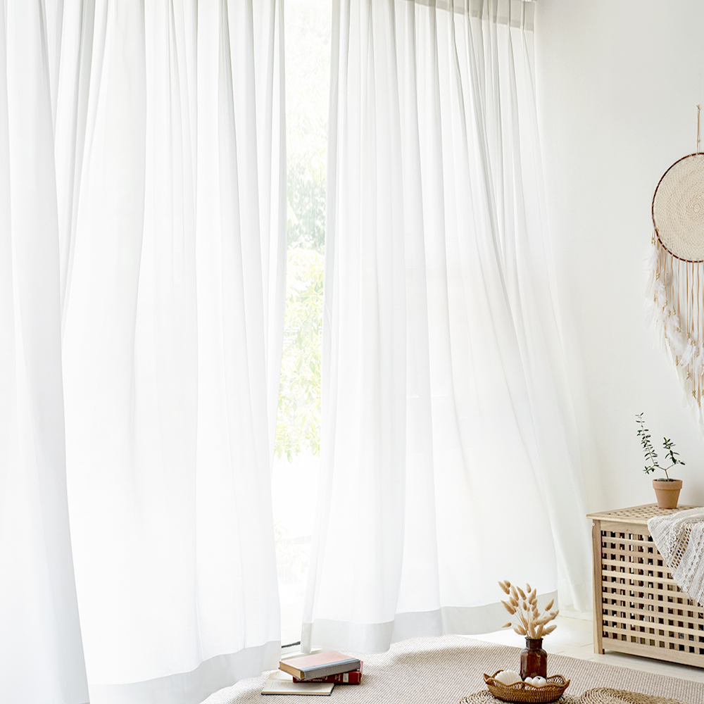 소르르 이지클린 비침없는 차르르 나비주름 화이트 쉬폰커튼 거실 안방 맞춤제작 70x160