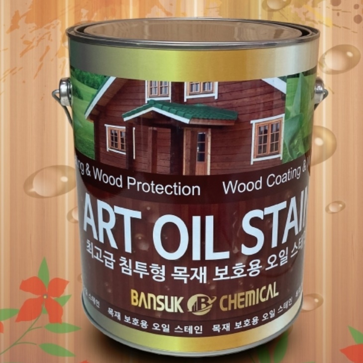 원목오일 투명 오일 스테인 4리터 나무페인트 칠 나무도색 목재 니스 목재용 데크 방부목