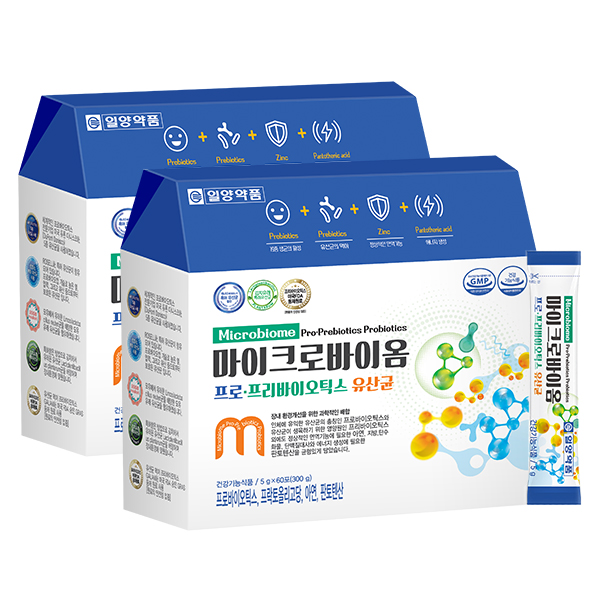 일양약품 마이크로바이옴 프로 프리바이오틱스 유산균 60포, 2개 - 메인 이미지