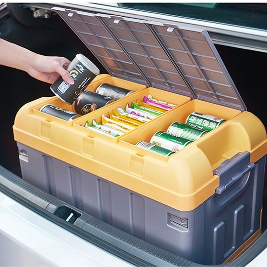 캠핑용 박스 캠핑 정리함 폴딩 박스 테이블 카고 중형 진노랑