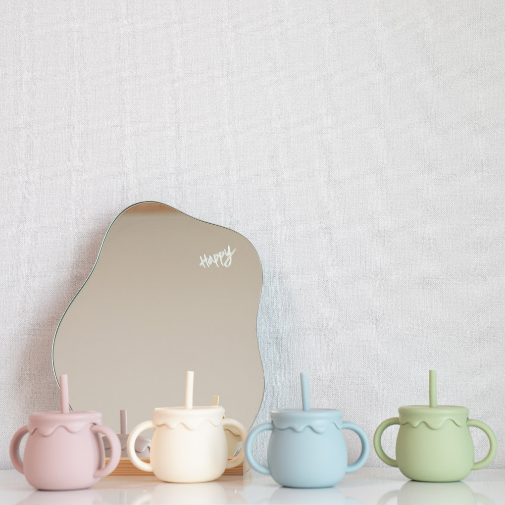 리틀클라우드 아기 유아 꿀단지 멀티 실리콘 빨대컵 스파우트컵 양손 물컵 로즈핑크