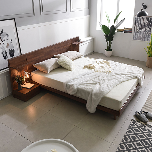 [삼익가구]론다 멀바우 헤드형 침대(슬립웰 본넬 매트리스-퀸)