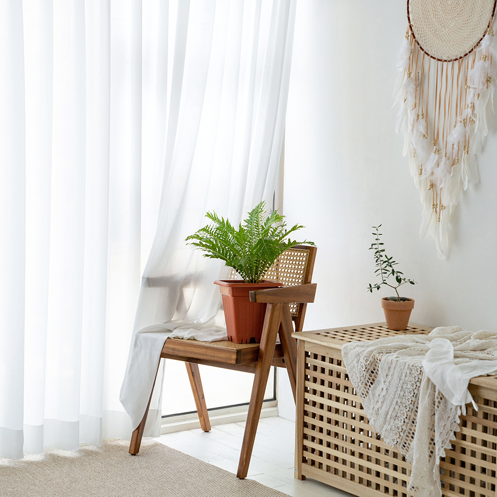 소르르 이지클린 비침없는 차르르 나비주름 화이트 쉬폰커튼 거실 안방 맞춤제작 70x160