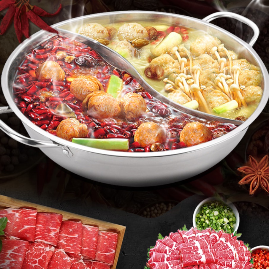스텐 반반 냄비 28cm 양단 오뎅 샤브샤브 나눔 훠궈 인덕션 겸용 가능 스테인레스