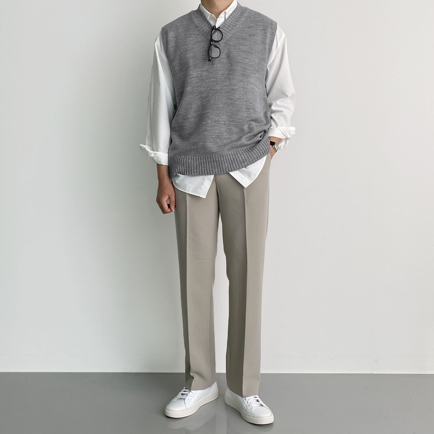 남자슬랙스 세미와이드슬랙스 회색슬랙스 - 상세 이미지 2