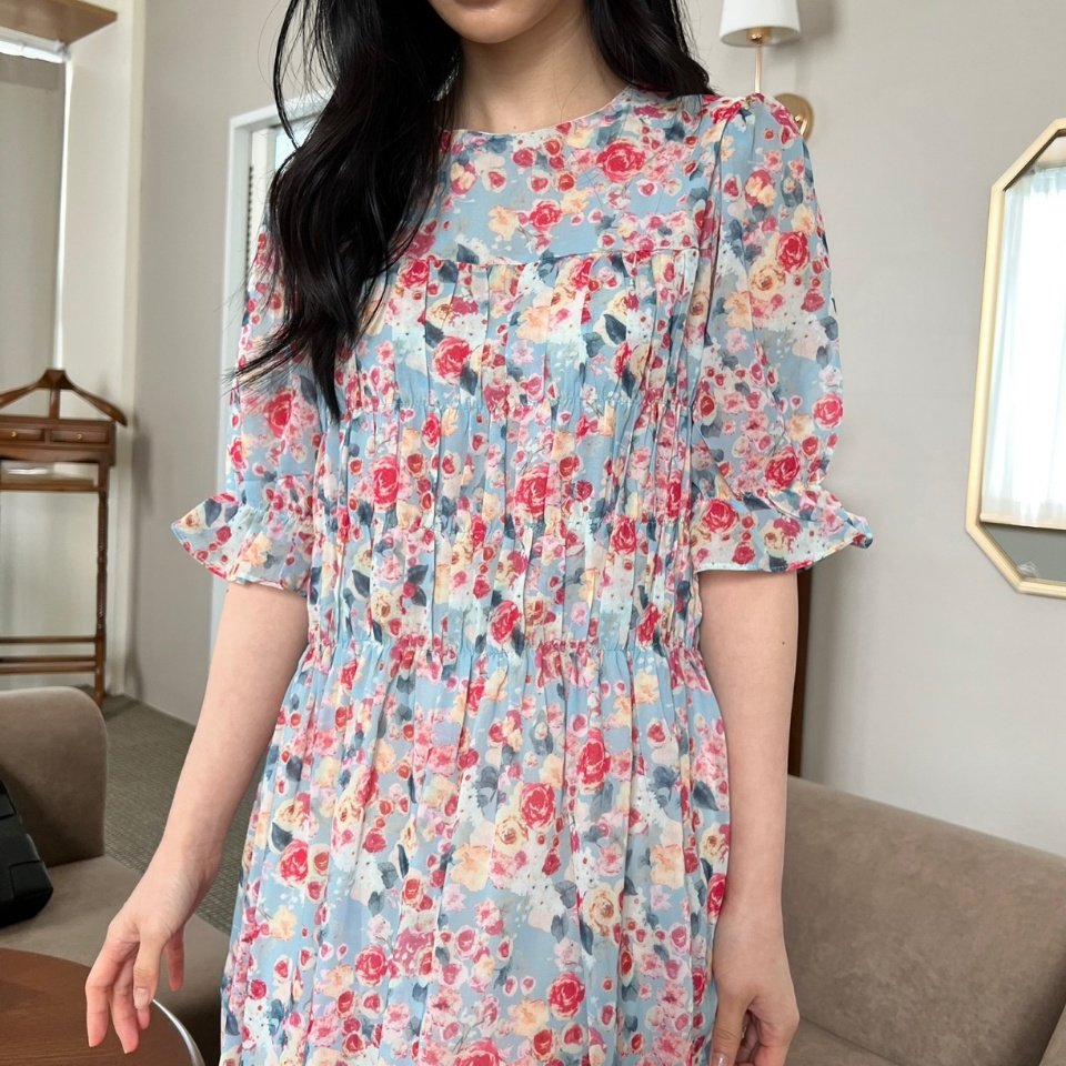 여자여자몰 유니크회화 플라워나염 시원한 여름롱원피스 여리여리 휴향지원피스룩 데일리 - 상세 이미지 5