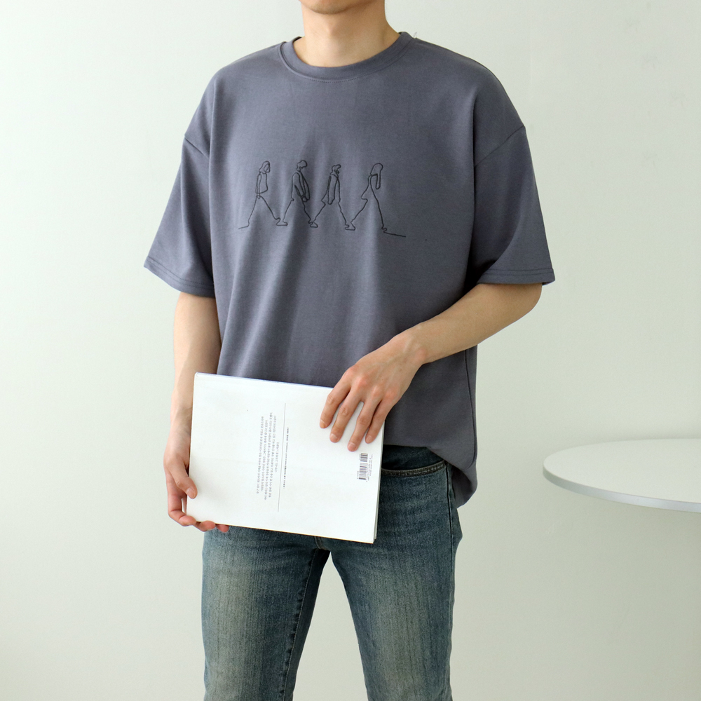 남자반팔티 프린팅 커플 오버핏 여름반팔티 - 상세 이미지 3