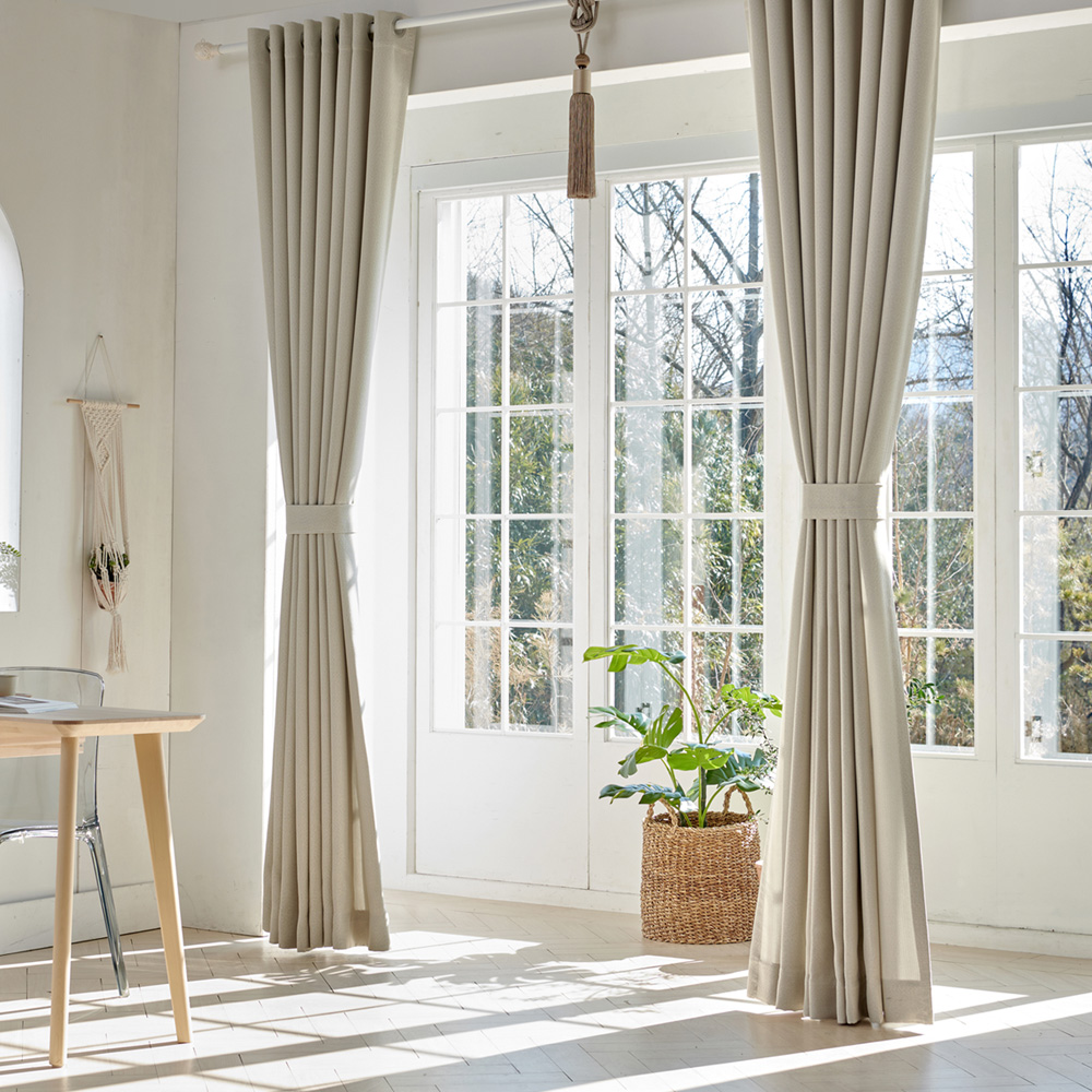 스마트 암막커튼 형상기억 거실 창문 복층 아일렛 핀형 쉬폰 맞춤제작커튼 나비주름75x180