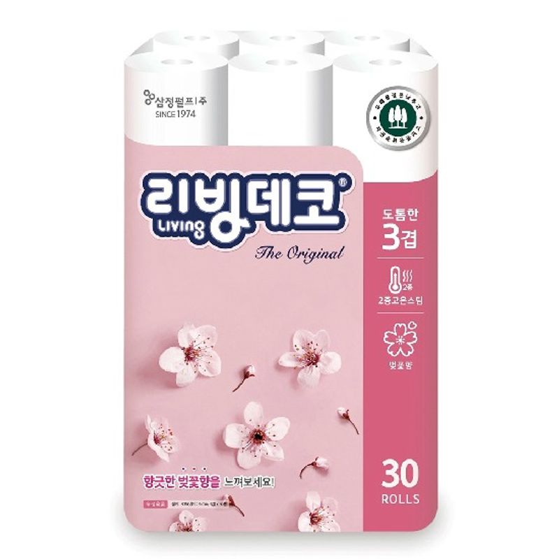 리빙데코 부드러운3겹 데코 엠보싱30mx30롤x3팩 (총90롤)[34803586] : NS홈쇼핑 TV홈쇼핑
