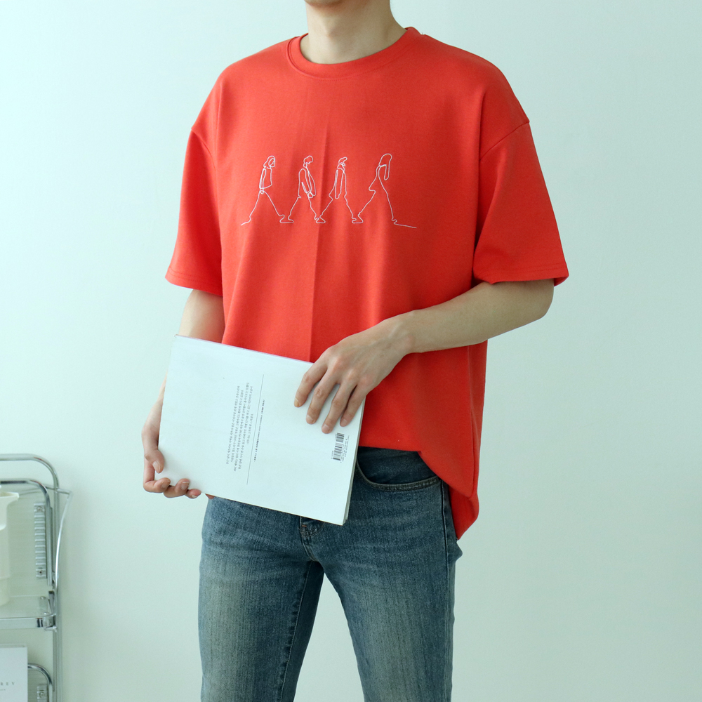 남자반팔티 프린팅 커플 오버핏 여름반팔티 - 상세 이미지 4
