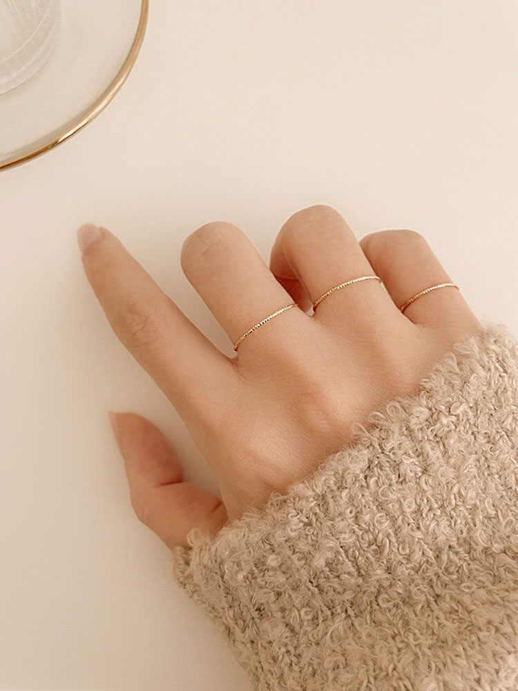 셀프러브 샤이닝 컷팅 반지 - 14k 0.8mm 레이어드 실반지 1-20호 - 상세 이미지 3