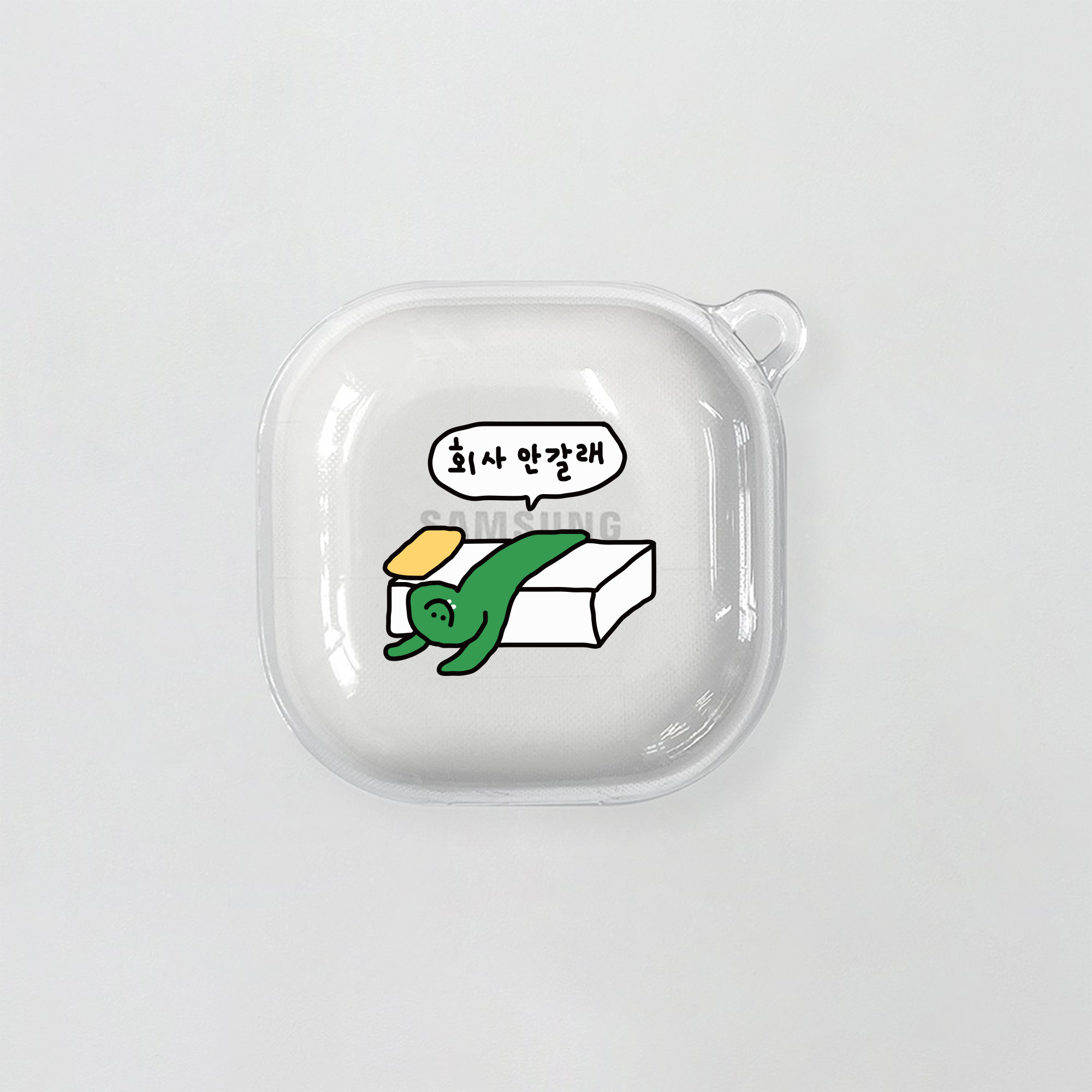 병맛케이스 버즈라이브 FE 버즈프로 캐릭터 투명 직장인 올리 회사안갈래 - 상품 이미지