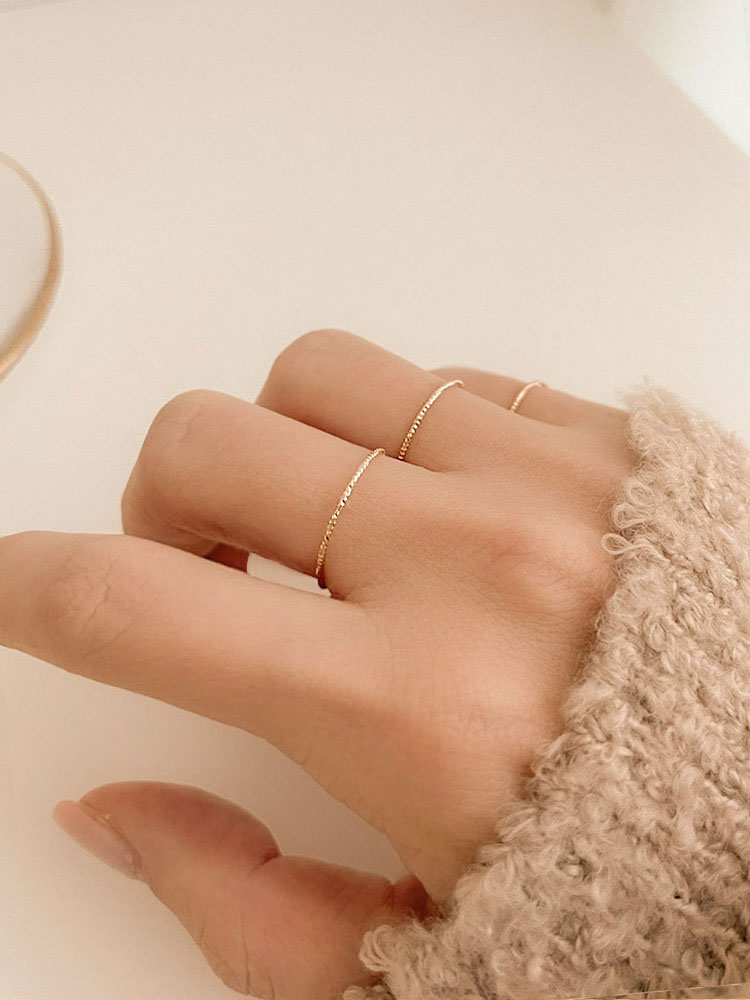 셀프러브 샤이닝 컷팅 반지 - 14k 0.8mm 레이어드 실반지 1-20호 - 상세 이미지 4