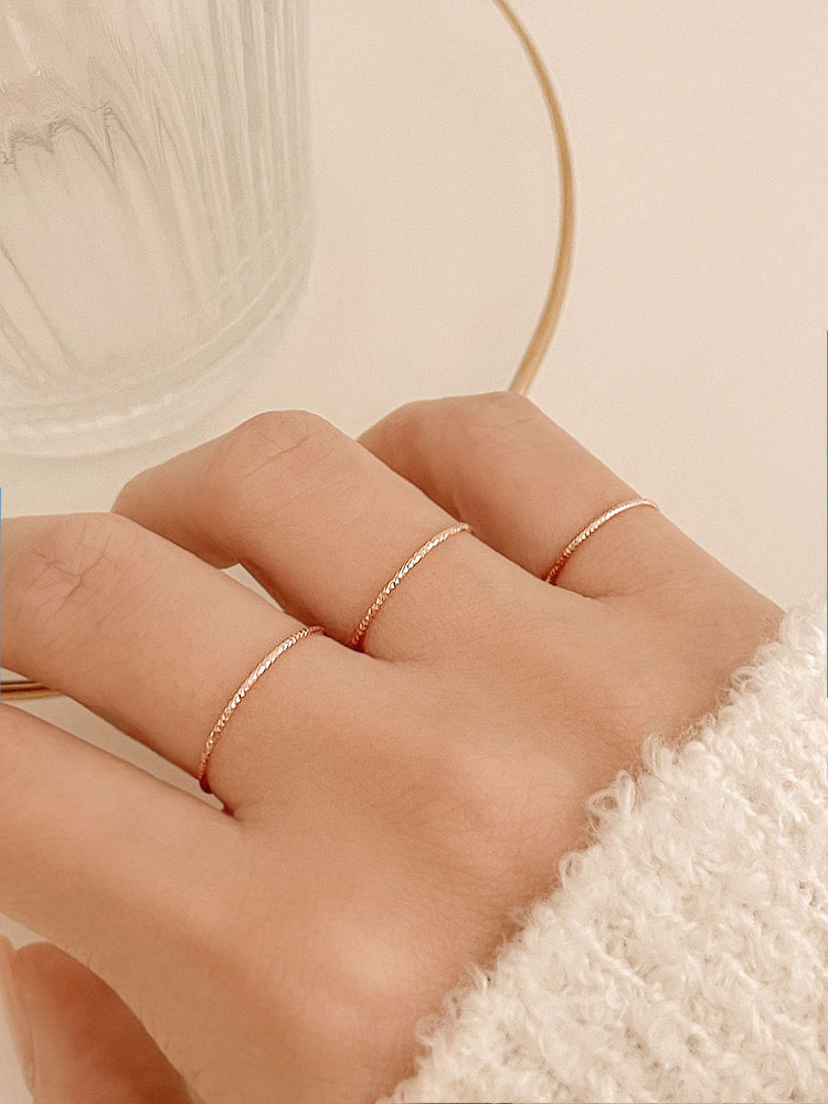 셀프러브 샤이닝 컷팅 반지 - 14k 0.8mm 레이어드 실반지 1-20호 - 메인 이미지