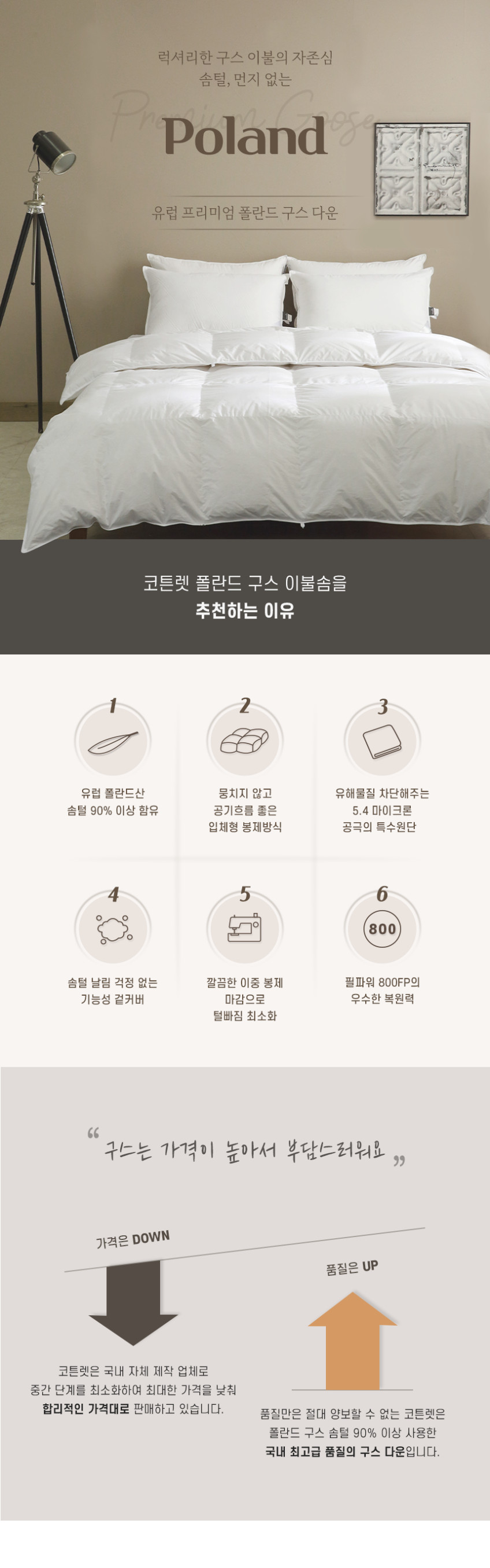 코튼렛 먼지없는 폴란드 구스이불 솜 호텔이불 사계절용 겨울용 구스이불 Q 판매처 상세 정보 이미지 1