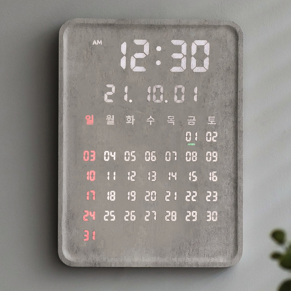 플라이토 전자달력 인테리어 LED 벽시계 사무실 거실 디지털 카렌다 벽걸이시계 포시즌