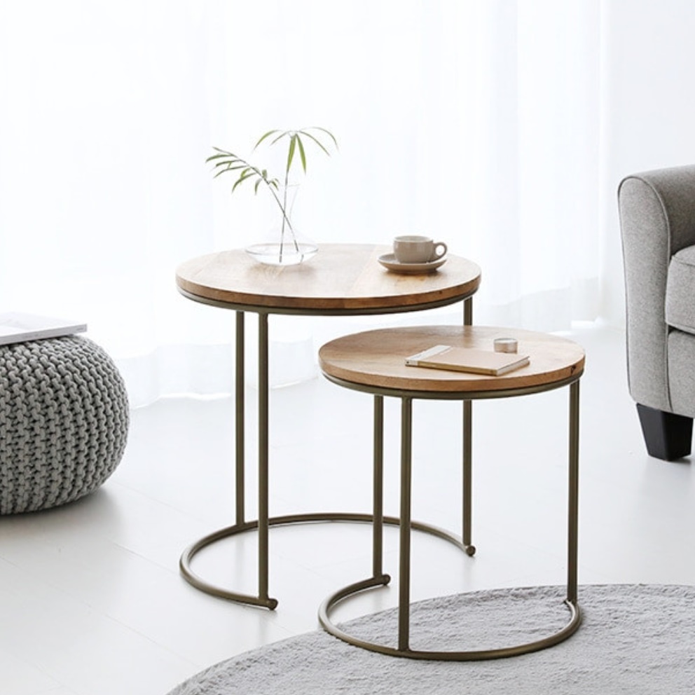 엔틱 원형 테이블 거실용 탁자 높은 소파테이블 2인용 티테이블 낮은 티탁자 명품 디자이너