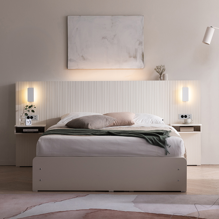 삼익가구 NEW호텔디자인 래디슨 LED 아트월 수납 호텔 침대 / 매트제외 SS