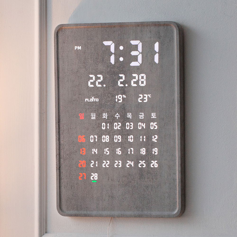 플라이토 전자달력 인테리어 LED 벽시계 사무실 거실 디지털 카렌다 벽걸이시계 포시즌