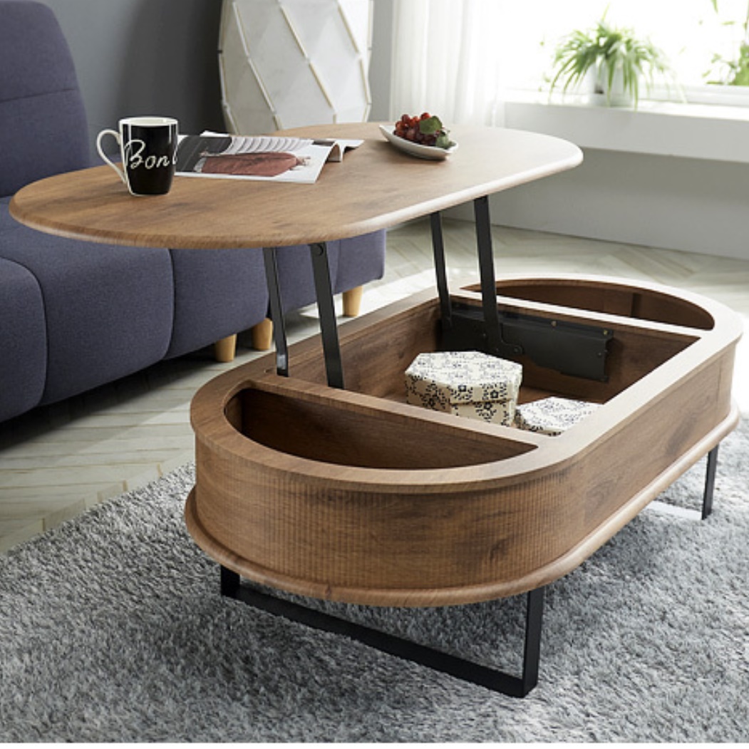 타원형 리프트 테이블 1200 높은 쇼파 테이블 기능성 거실 테이블