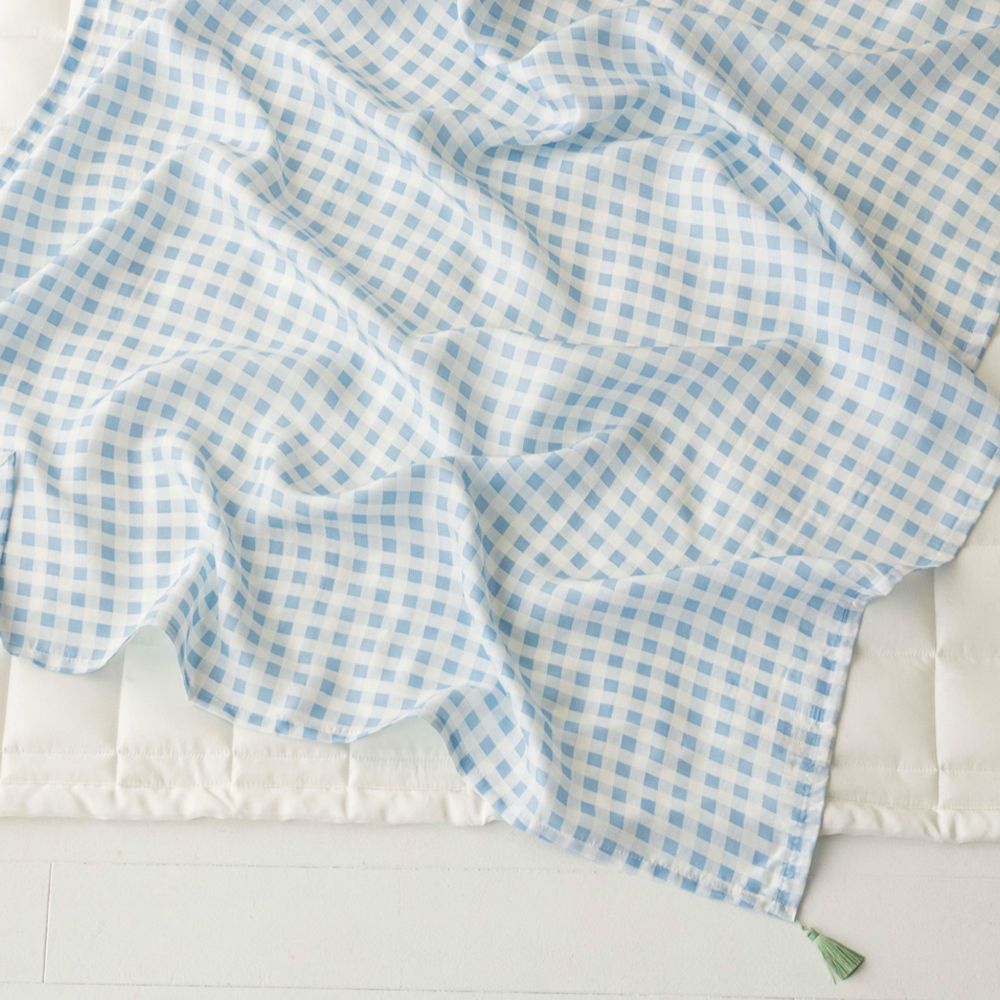 풍기인견이불 체크 냉감 원단 얇은 고급 인견100 여름 홑이불 슈퍼싱글 SS 150x200cm 이미지 2