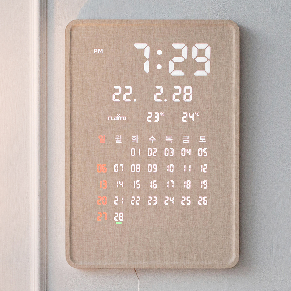 플라이토 전자달력 인테리어 LED 벽시계 사무실 거실 디지털 카렌다 벽걸이시계 포시즌