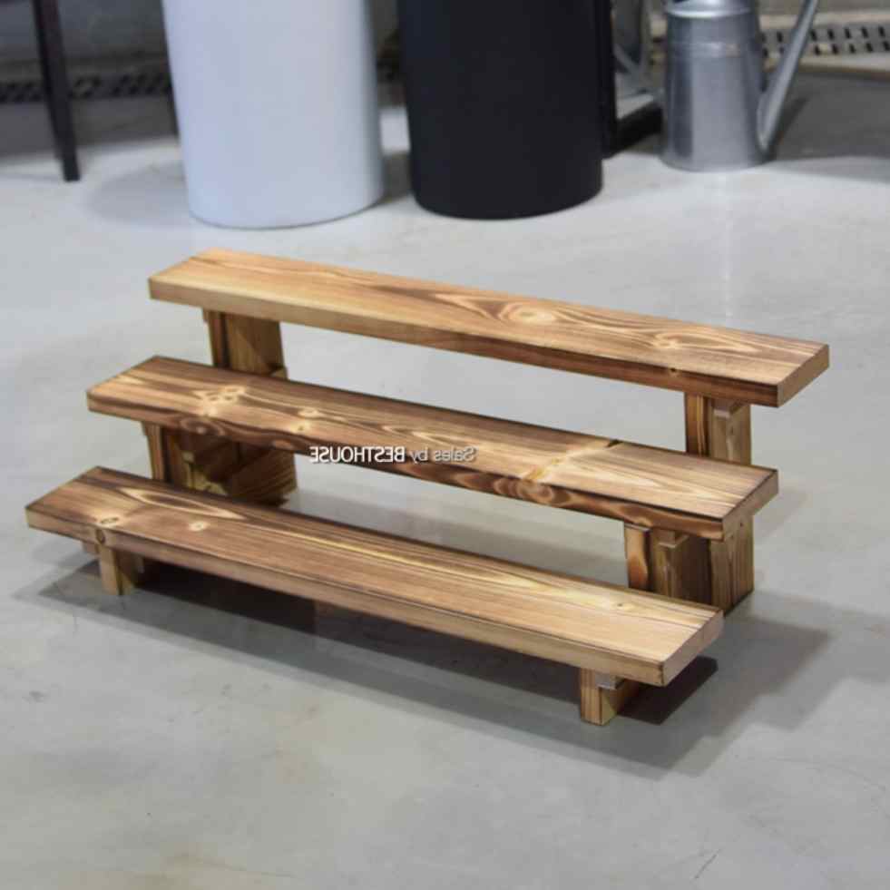 원목 화분테이블 얇은테이블 화분탁자 창가 선반 벽 소파사이드 우드 3단 계단 합판 화초