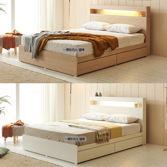 호텔식 침대 프레임 높은침대프레임 원목 수납 콘센트 퀸