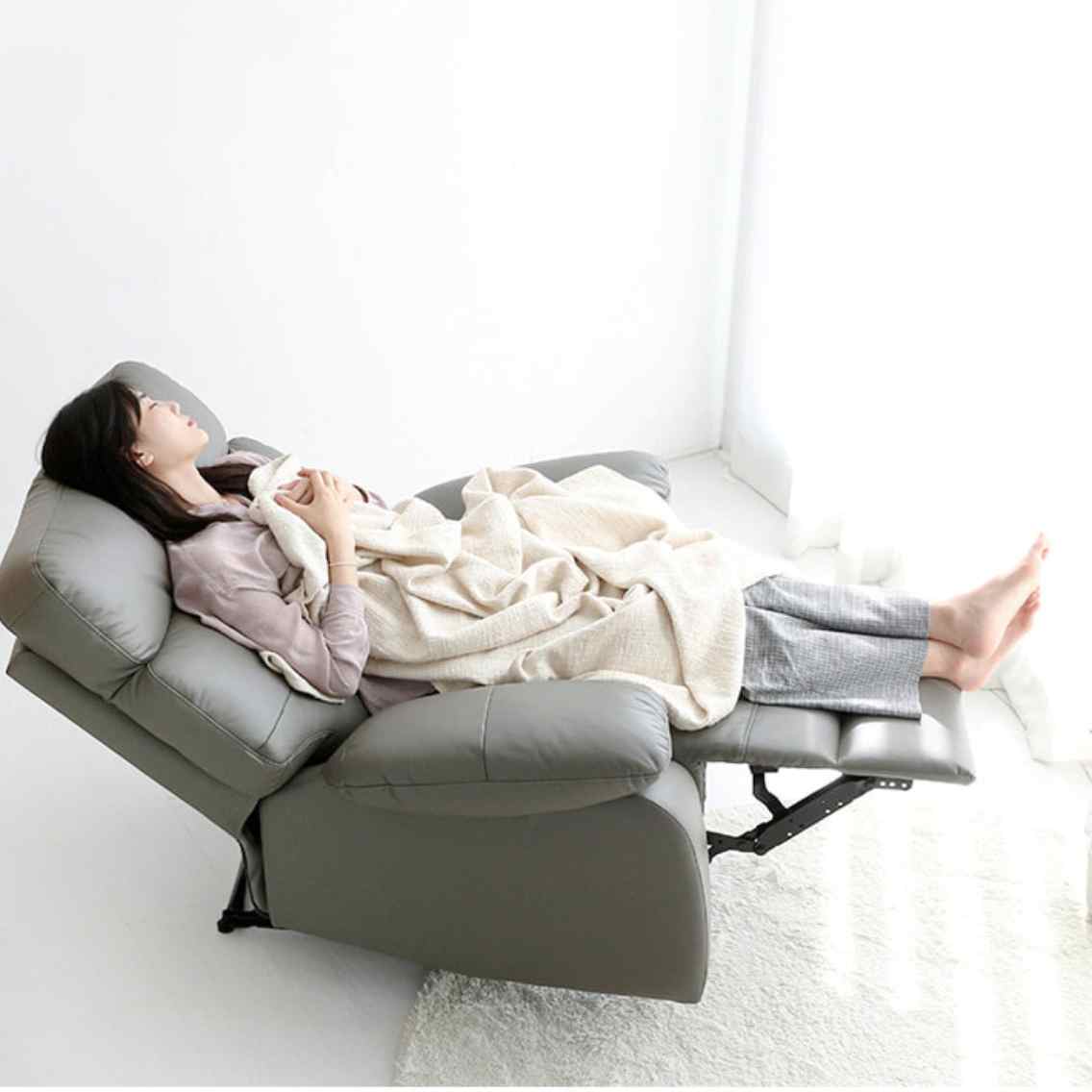 가죽 1인용 수동 리클라이너 1인 눕는 소파 수동식 리클라이너 소파