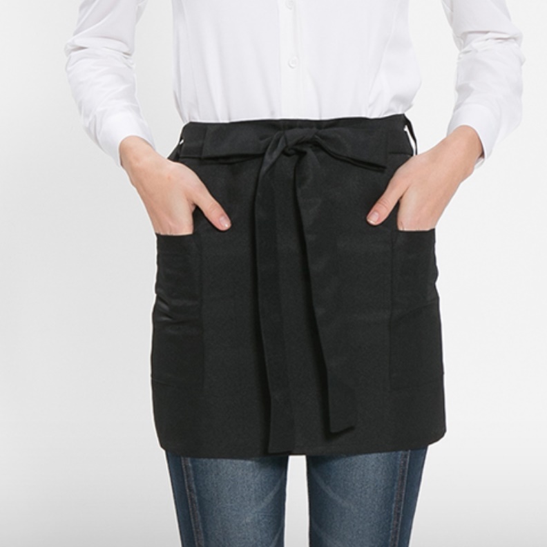 허리형 짧은앞치마 홀서빙 앞치마 무지 가벼운 여름용 카페 바리스타 미니앞치마 블랙