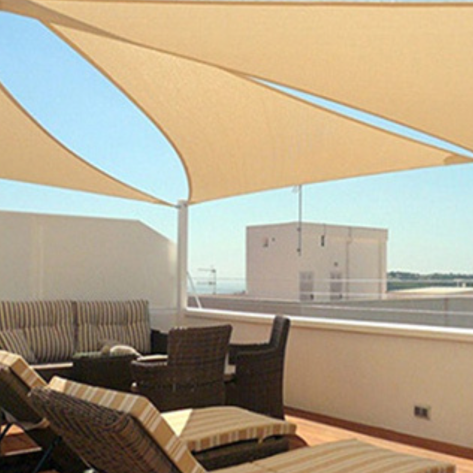 햇빛차단막 옥상그늘막 옥상 가림막 삼각 5x5x5 hdpe 베이지