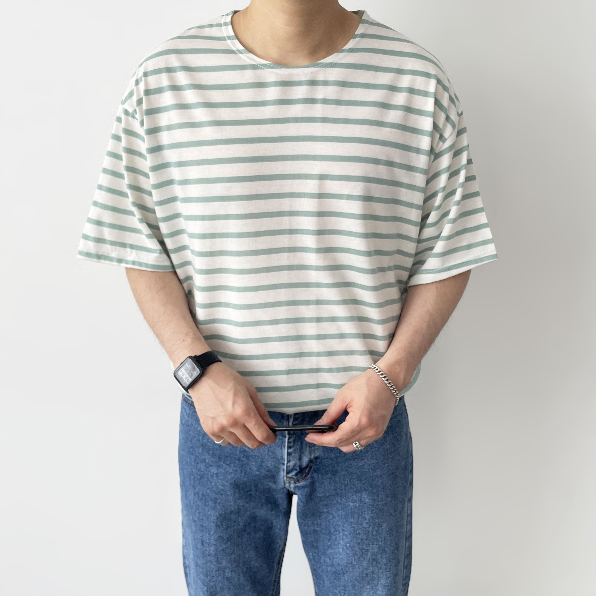 남자박스티 남자U넥반팔 어깨넓어보이는옷 - 상세 이미지 5